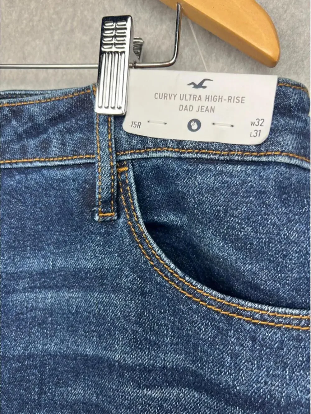 90s Hollister Curvy Ultra High-Rise Dad Jeans Womens 15R Distressed Denim